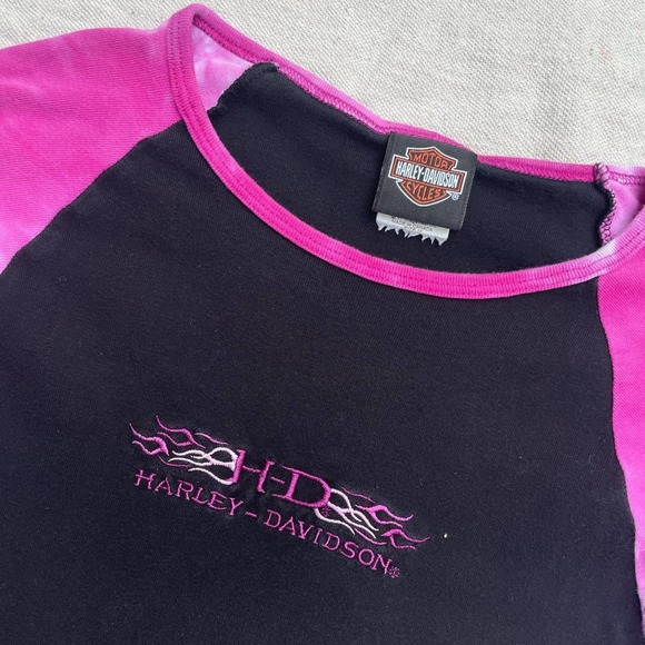 Womans harley davidson tie dyed baseball tee - Picture 2 of 6